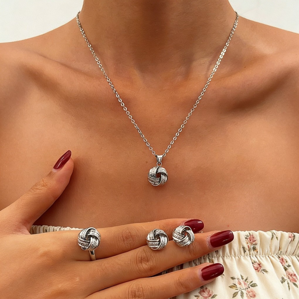 Twist Necklace, Earrings & Ring Set