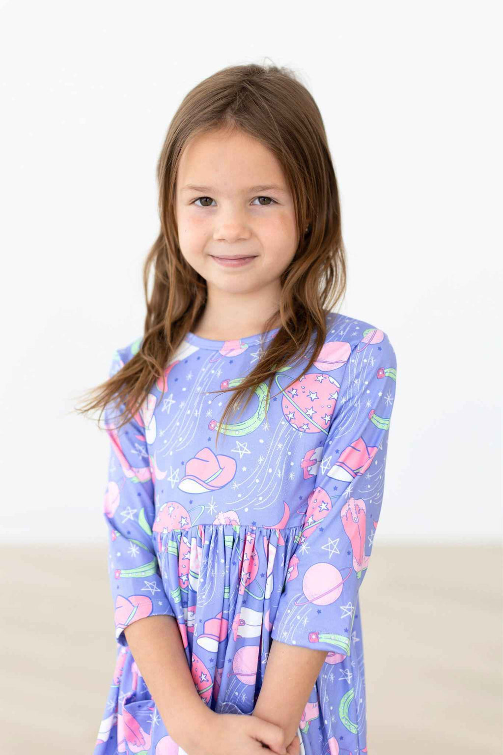 SALE Neon Moon 3/4 Sleeve Pocket Twirl Dress