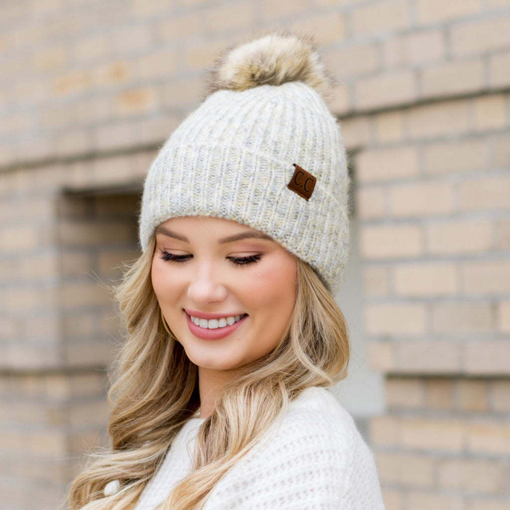 C.C® Cozy Marled Pom Beanie