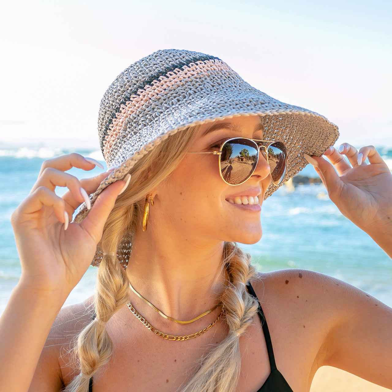 Stripe Accent Straw Hat