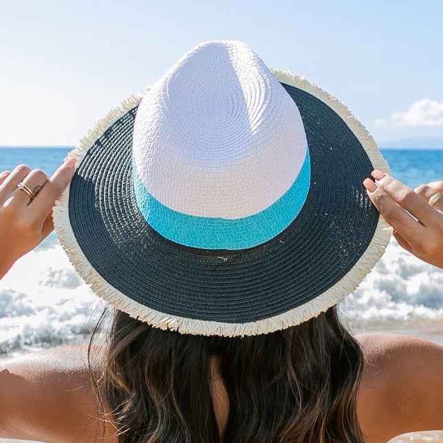 Fray Edge Color Block Panama Hat