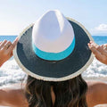 Fray Edge Color Block Panama Hat