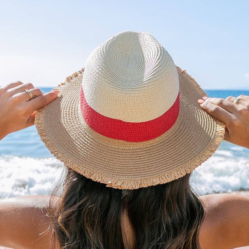 Fray Edge Color Block Panama Hat