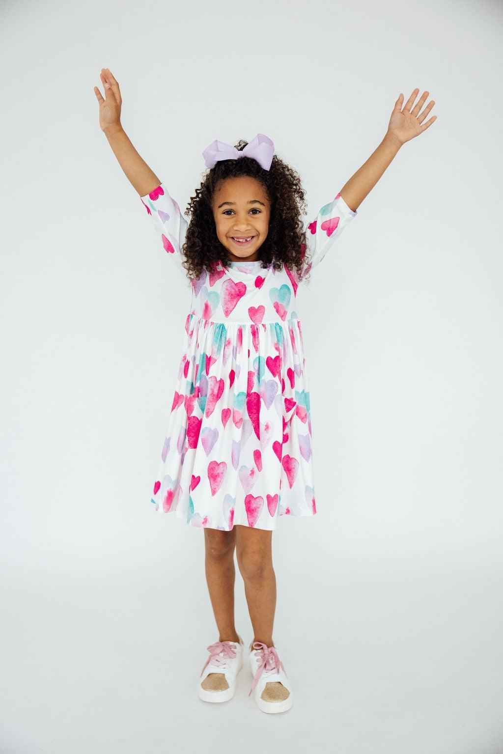 Light Hearted 3/4 Sleeve Pocket Twirl Dress