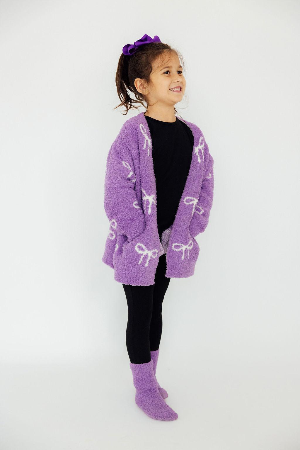 Lilac/Coconut Bow Cozy Socks