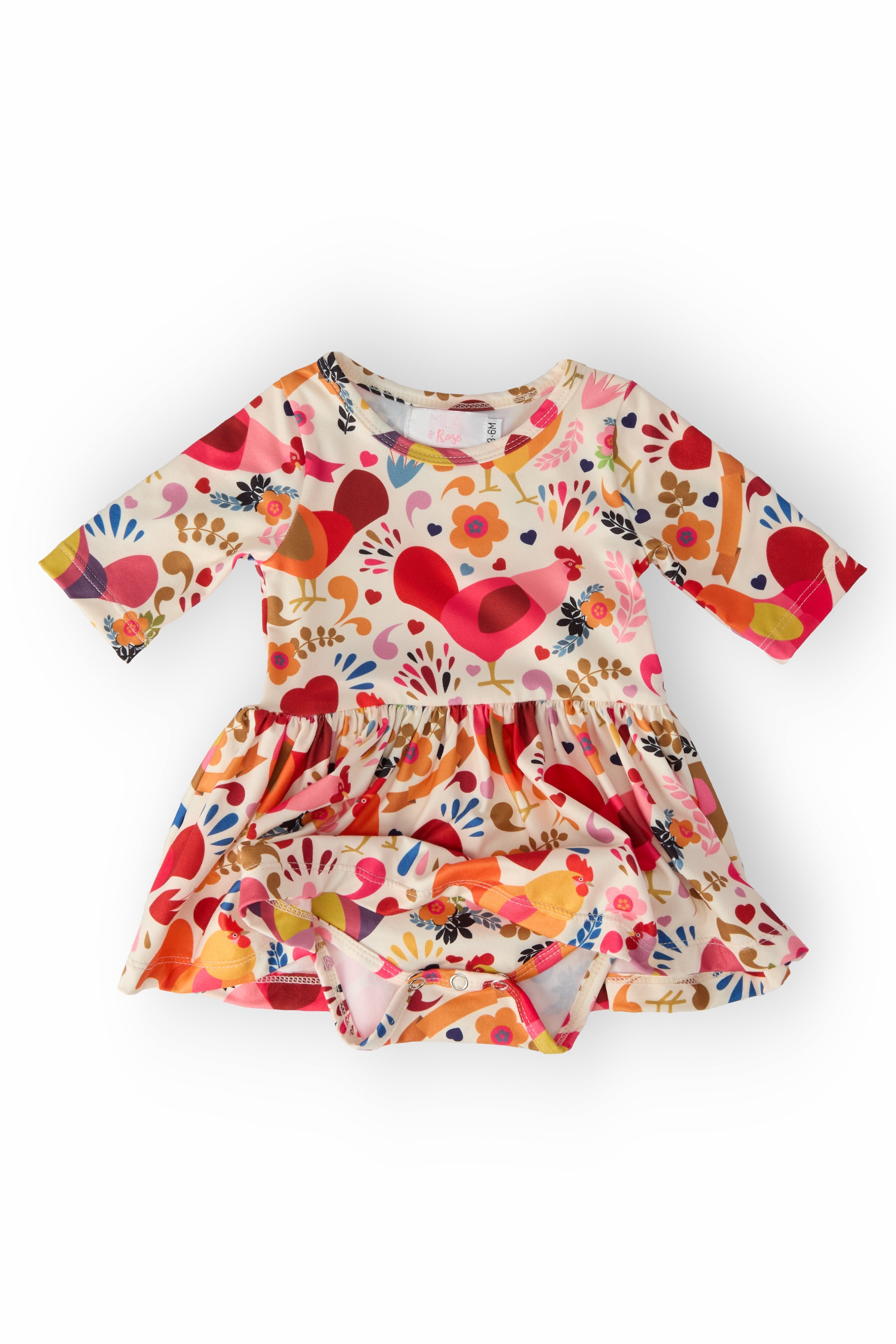 Little Red Hen 3/4 Sleeve Twirl Bodysuit