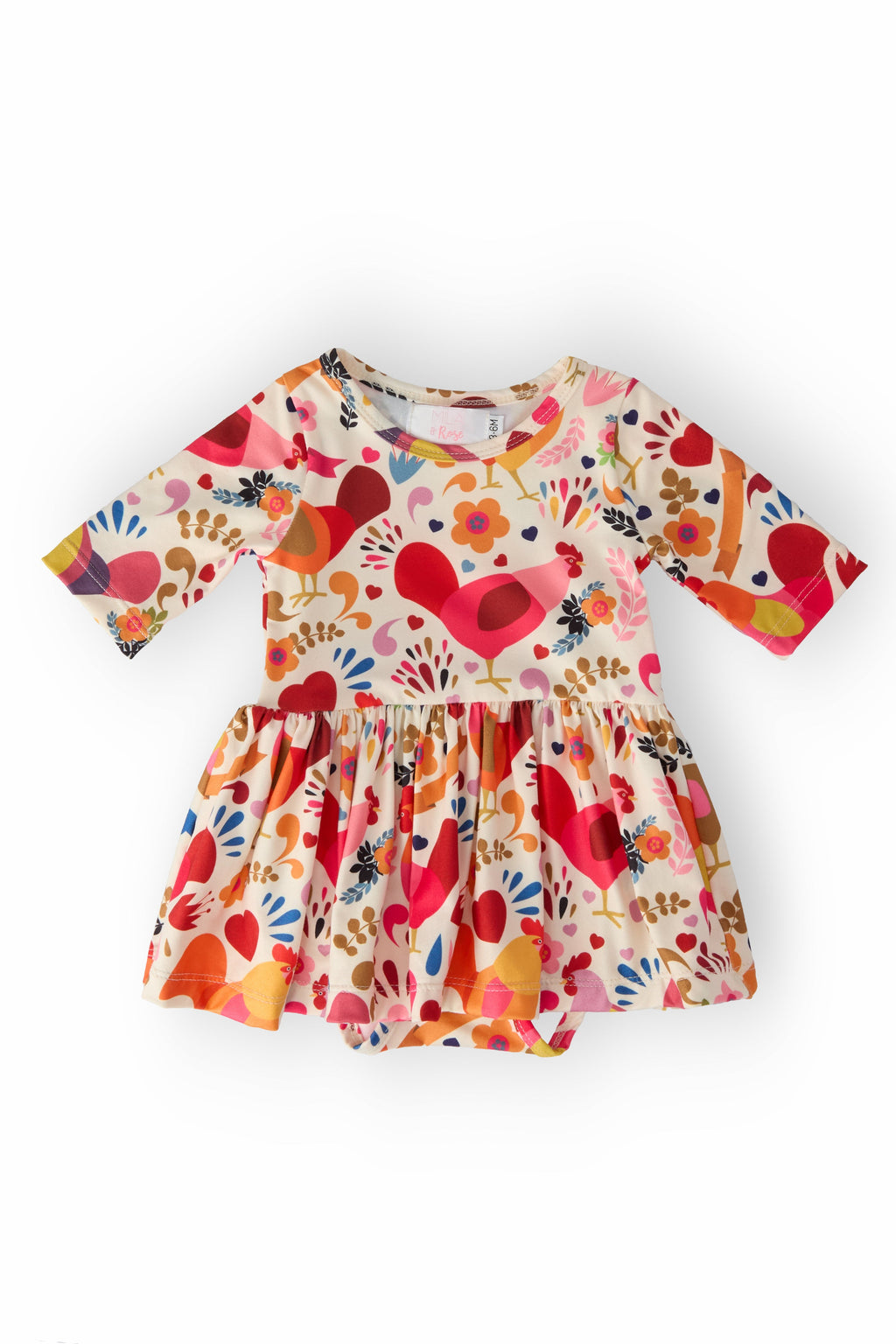 Little Red Hen 3/4 Sleeve Twirl Bodysuit