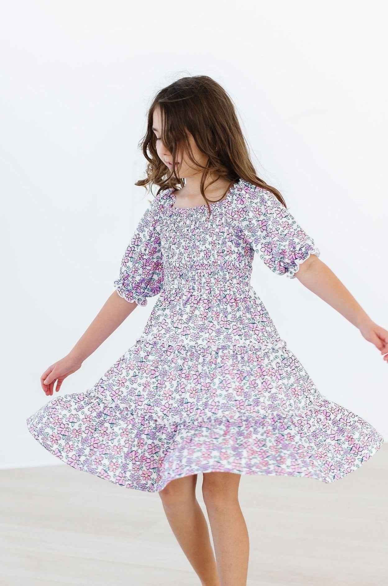 Lovely Lavender Smocked Ruffle Dress