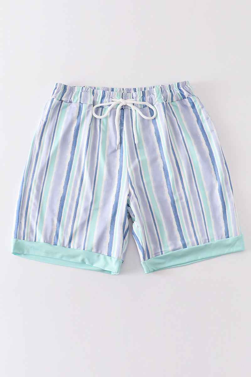 Blue stripe men swim trunks