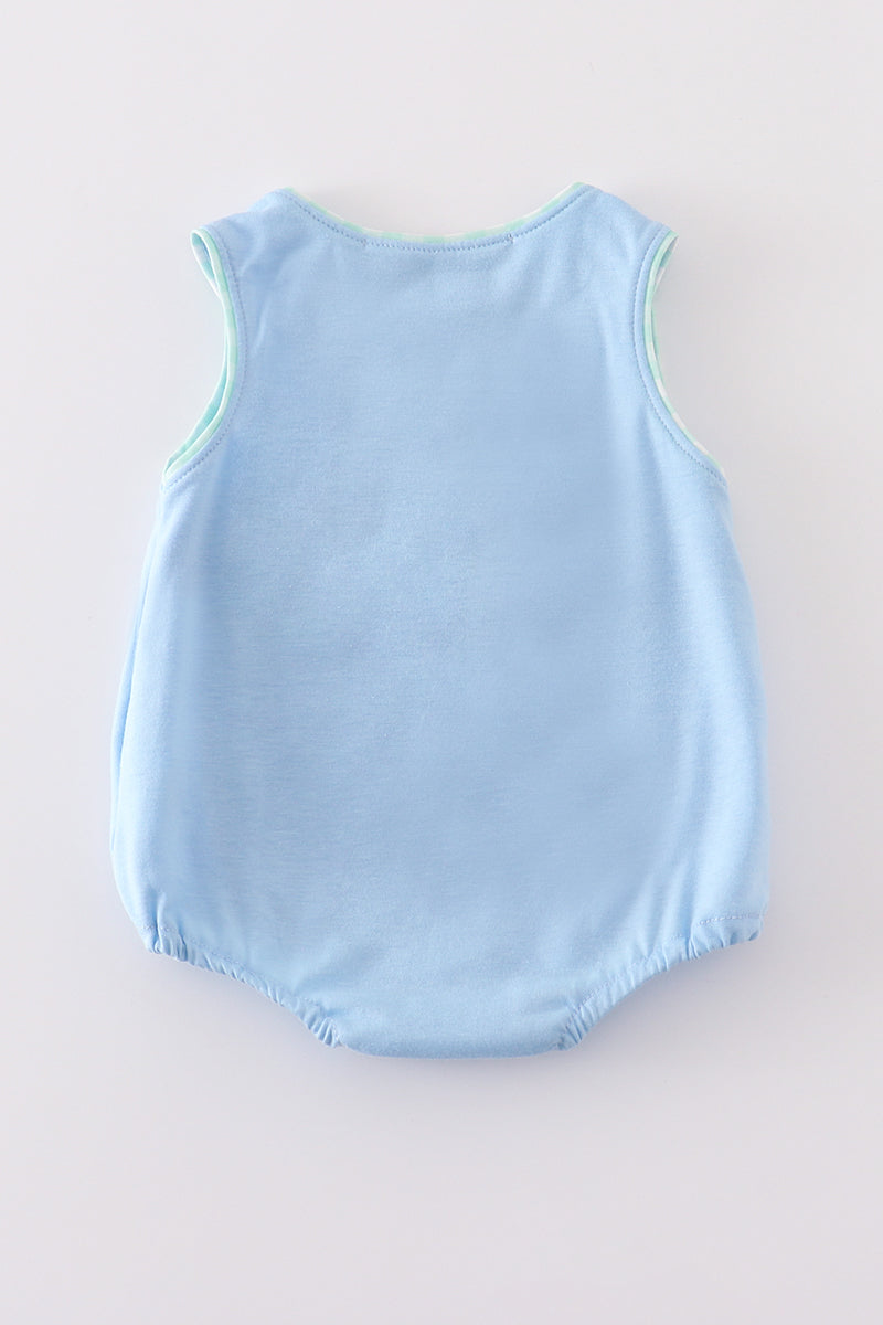 Blue tractor embroidery boy bubble