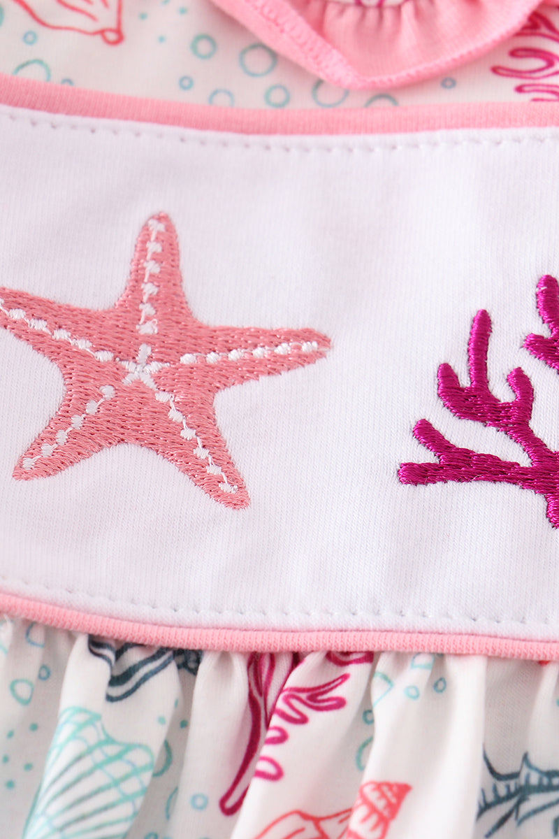 Pink Shell Embroidered Dress