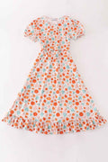 Orange pumpkin print mom dress