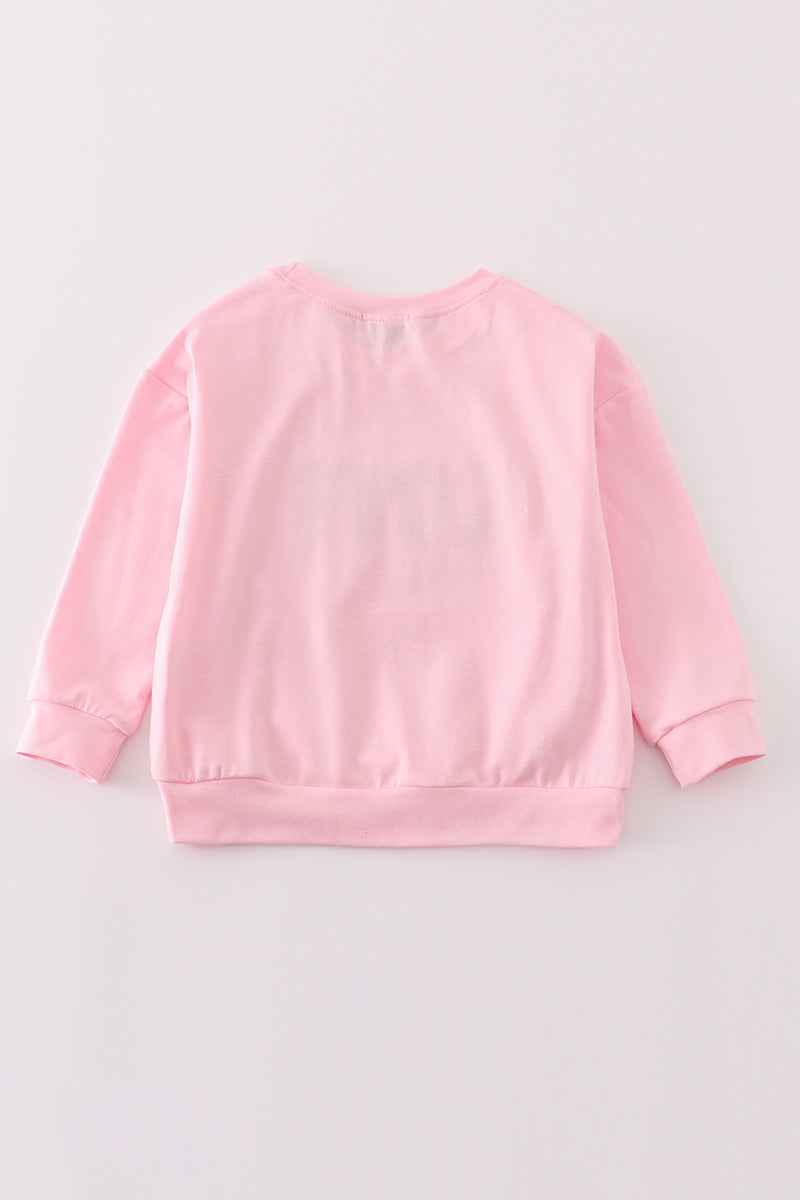 Pink valentine's day love french knot mom&me top