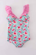 Blushing rose garden print mom swimsuit
