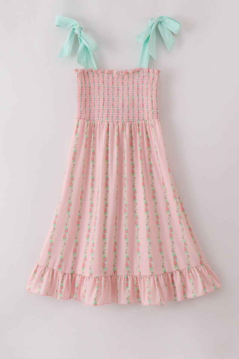 Pink floral smocked mom&me dress