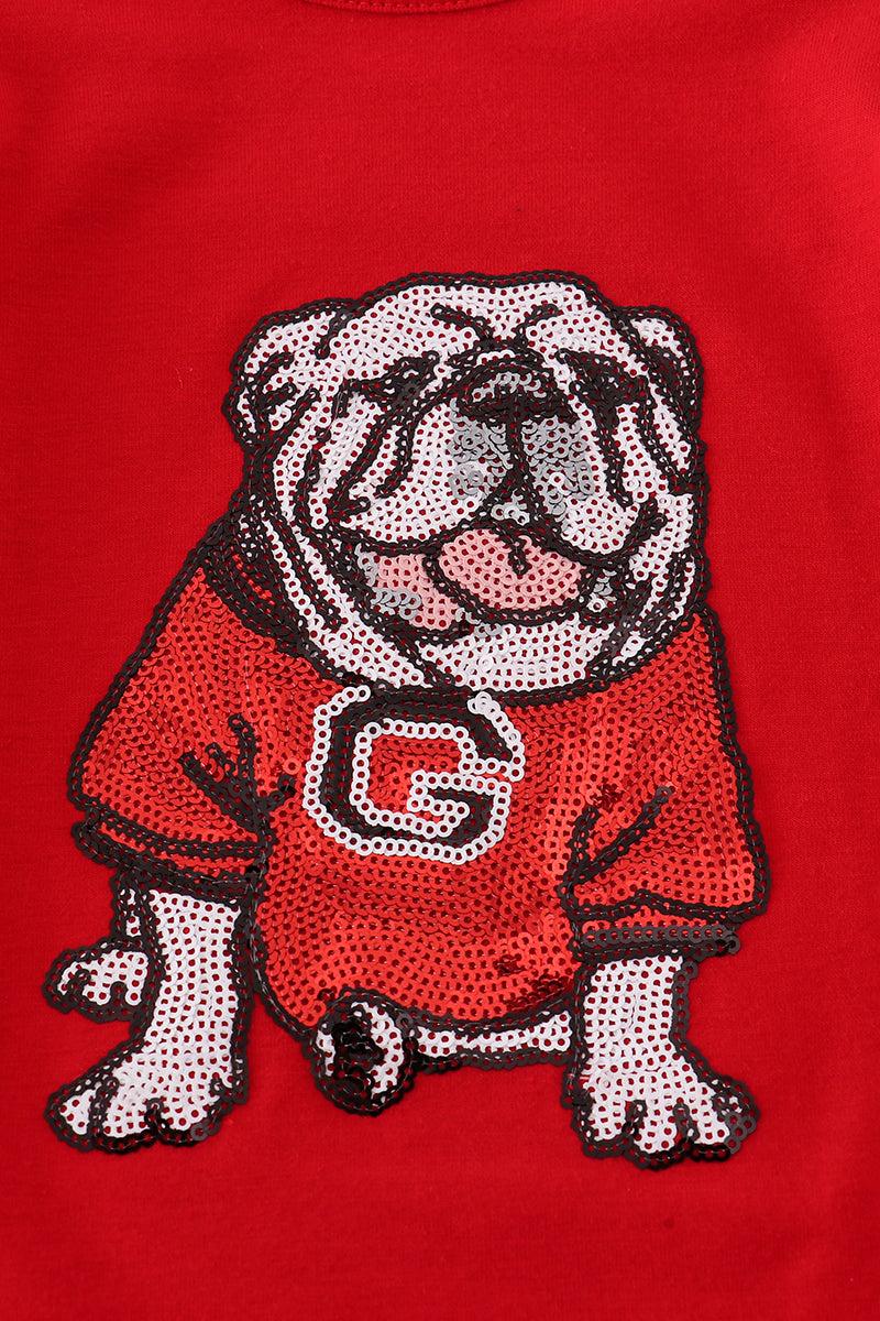 Red Georgia bulldog sequin bubble