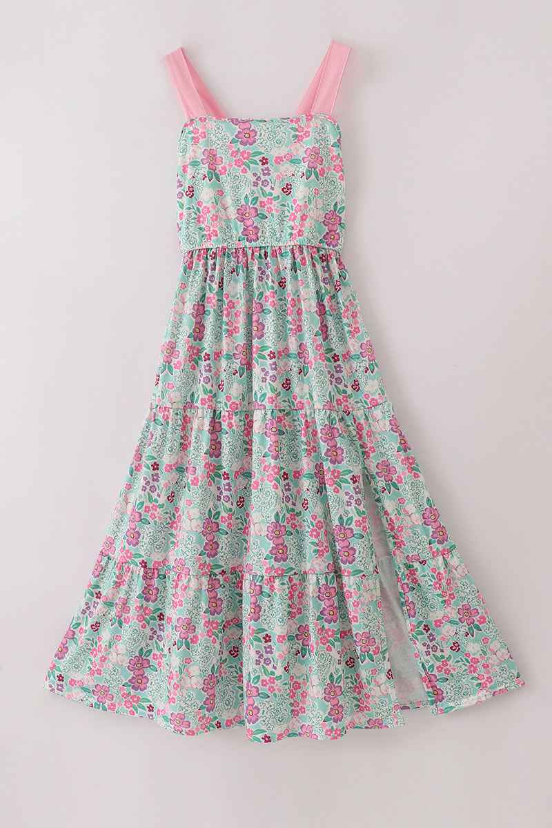 Green dream garden tiered mom dress