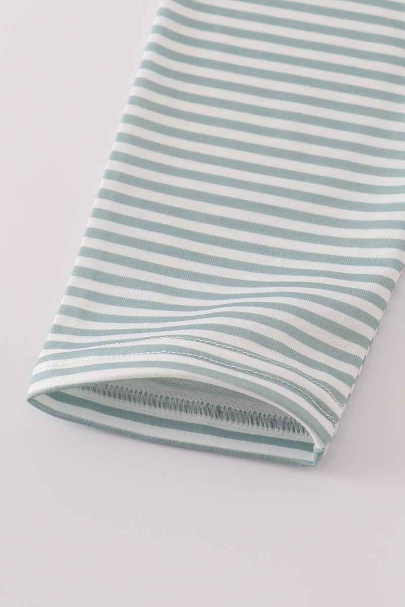 Sage stripe football french knot pants set