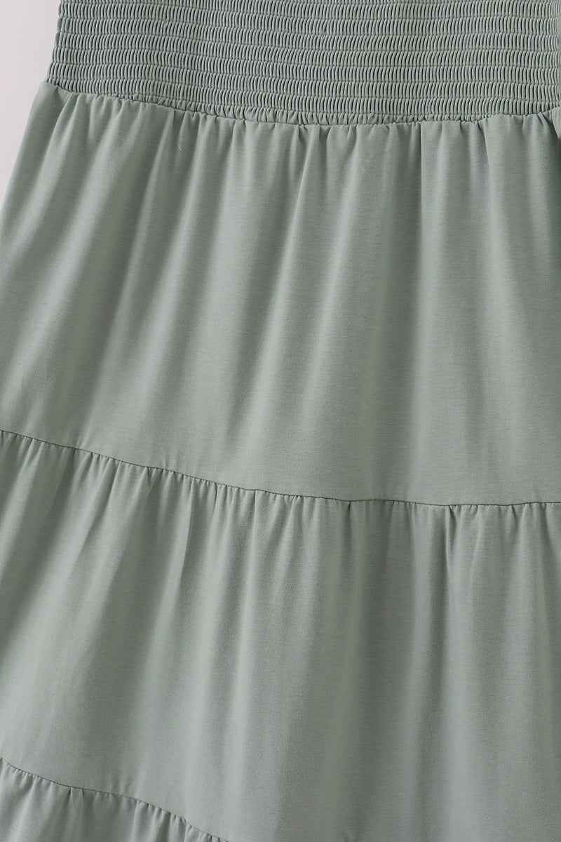 Sage smocked tiered mom dress