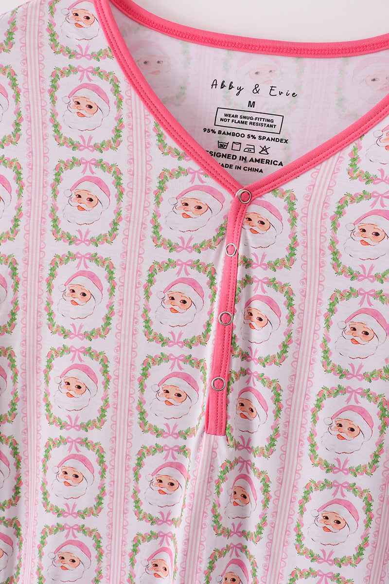 Pink santa claus mom pajamas pants set