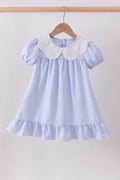 Blue Gingham Lace Ruffle Dress