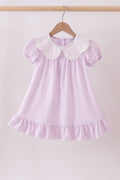 Purple Gingham Lace Ruffle Dress