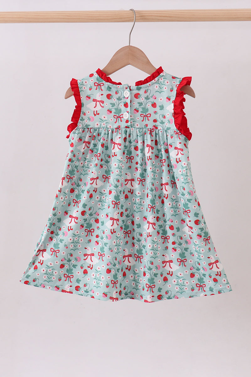Strawberry Goose Ruffle Ruffle Dress