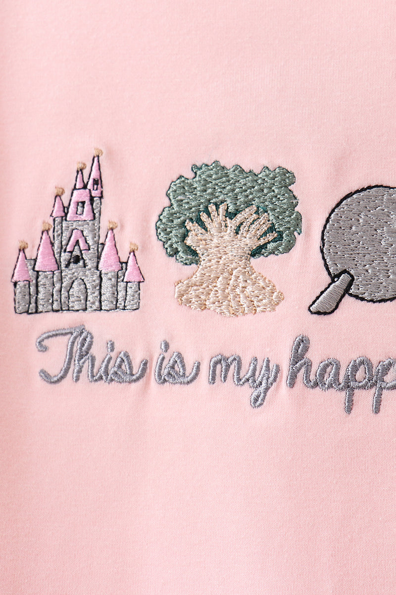 Happy Place Embroidered Skorts Set