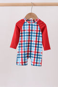 Red plaid one-piece swimsuit