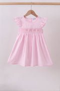 Pink bow smocked ruffle dress