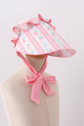 Blush floral ruffle bow bonnet