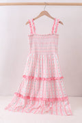 Blush floral smocked tiered dress