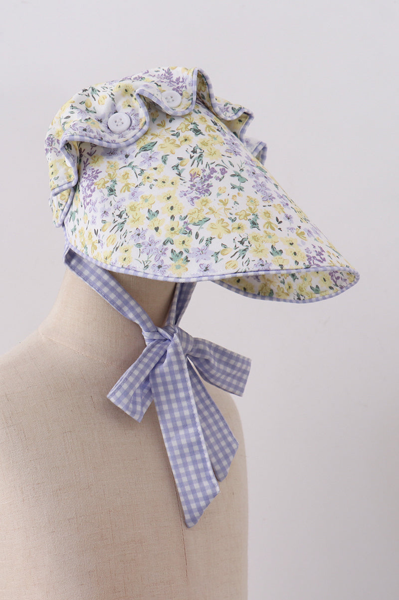 Golden meadow floral  ruffle bow bonnet