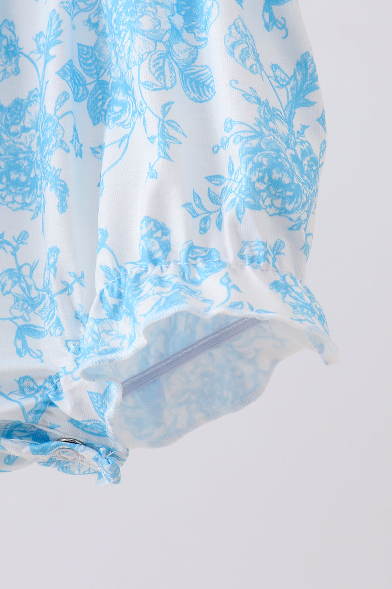 Blue rose smocked bubble