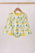Lemon print ruffle rashguard
