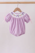 Lavender Smocked Embroidered Bow Jacquard Bubble