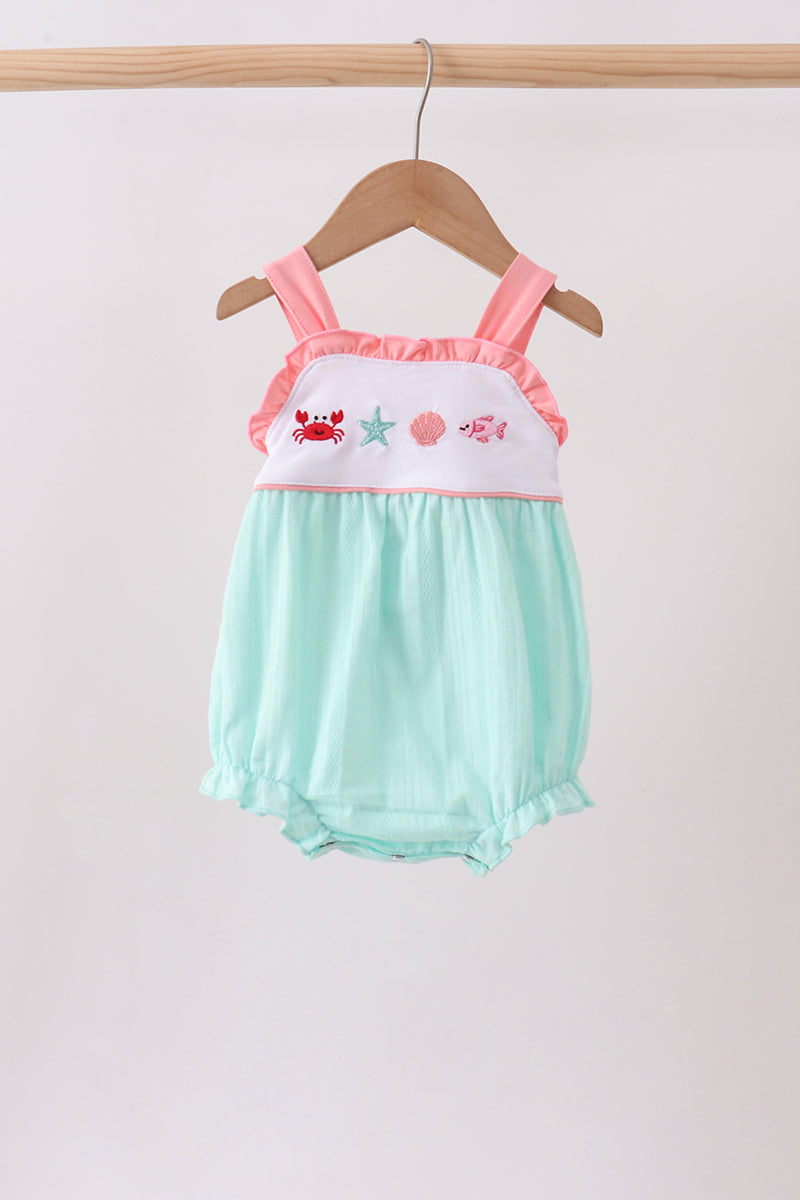 Green Marine Embroidered Jacquard Bubble