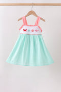 Green Marine Embroidered Jacquard Dress
