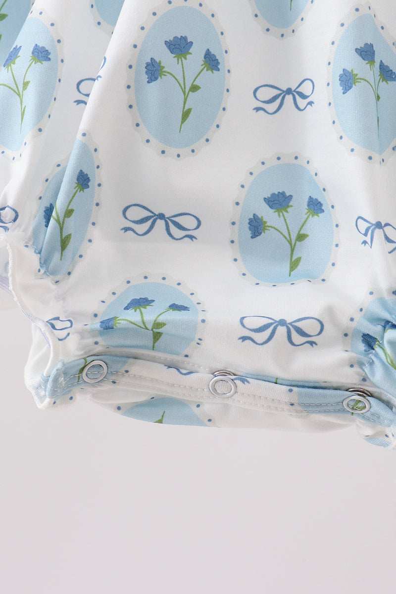 Blue Retro Floral Bubble