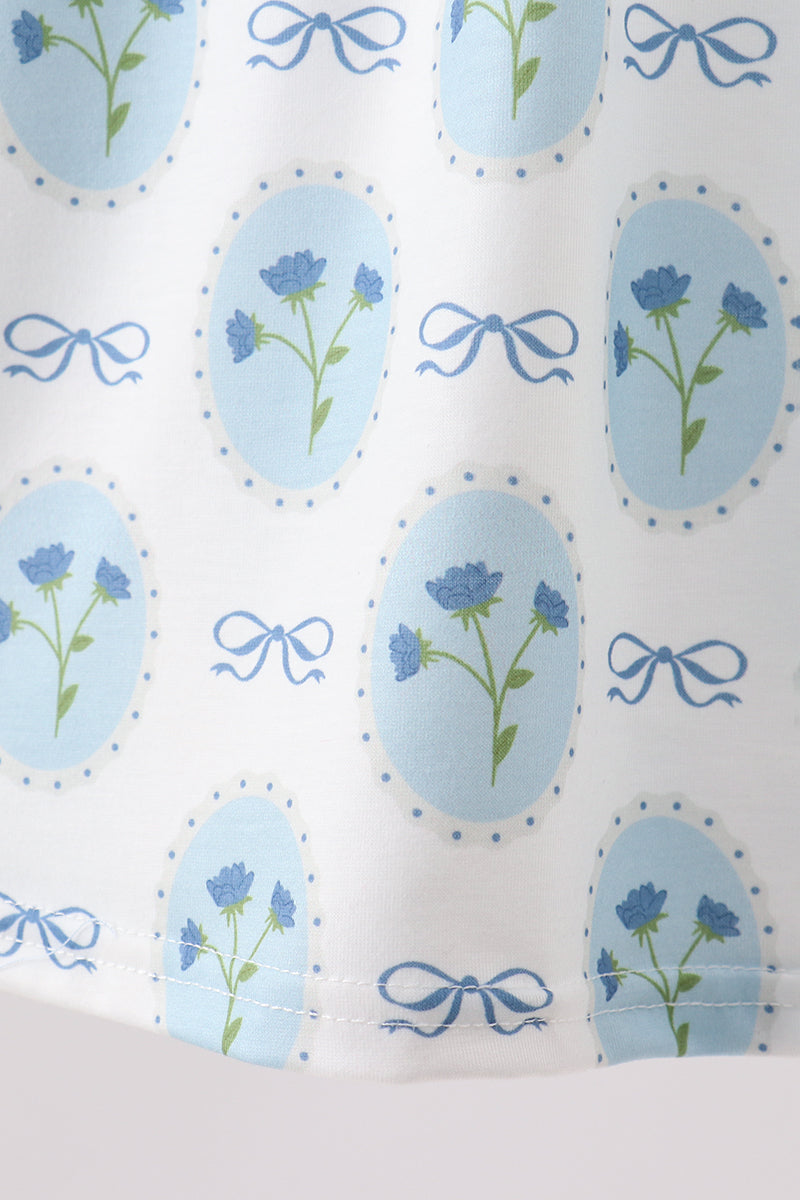 Blue Retro Floral Dress