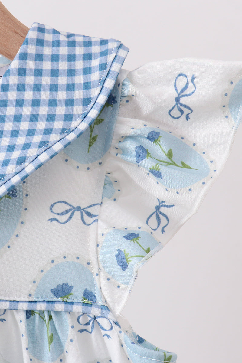 Blue Retro Floral Dress