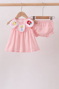 Pink Princess Embroidered Jacquard Bloomer Set