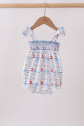 Blue Sailboat Smocked Bubble