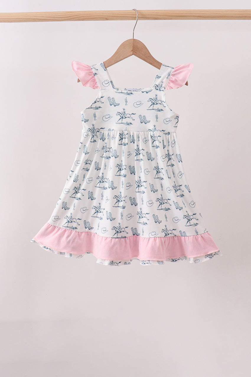 Pink Cowboy Ruffle Dress