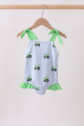 Blue Tractor Stripe UPF Swim One-Piece