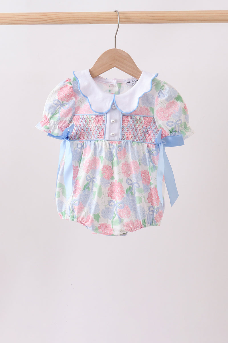 Blue Hydrangea Smocked Pearl Bubble