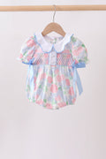 Blue Hydrangea Smocked Pearl Bubble