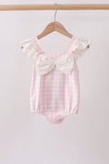 Pink Plaid Bow UPF Swim One-Piece