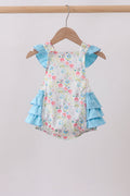 Blue Floral Ruffle Bubble
