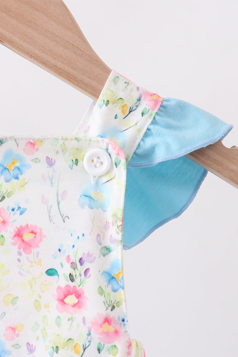 Blue Floral Ruffle Bubble